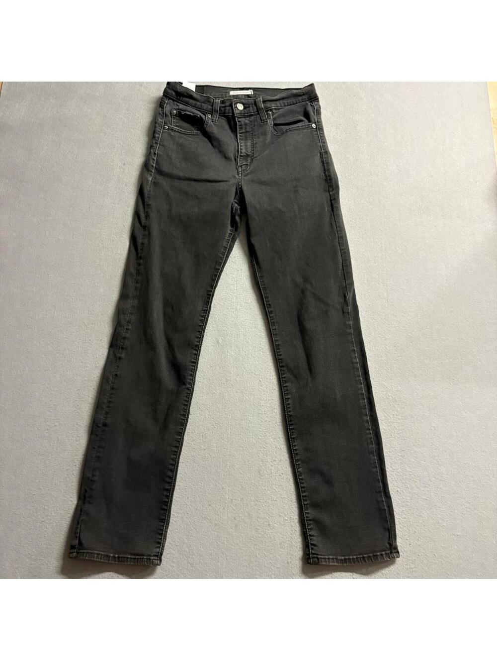Levi's 724 High Rise Straight Jeans Womens Size 30x32 Black Denim Stretch